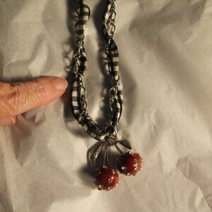 Cherry (enameled) necklace. Used condition (see description below).